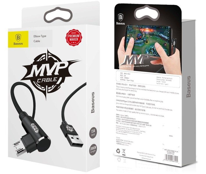 Baseus MVP Elbow | Forsterket vinklet USB-Micro USB dobbeltsidig 1.5A 2M