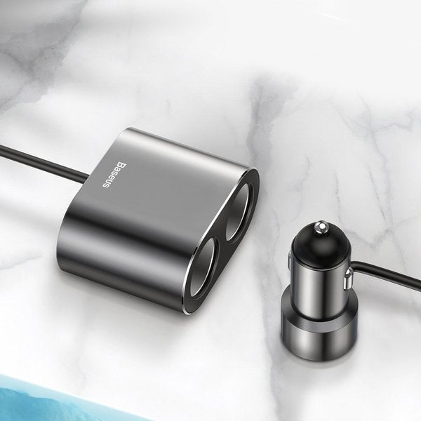 Baseus High Efficiency | Bilader med 2x USB + splitter 2x sigarettenneruttak 80W