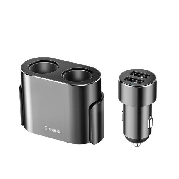 Baseus High Efficiency | Bilader med 2x USB + splitter 2x sigarettenneruttak 80W
