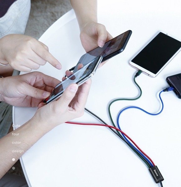 Baseus Fast 4-in-1 | 4-i-1 USB-kabel for 2x Lightning (iPhone) + Micro + Type-C 3.5A 1.2m