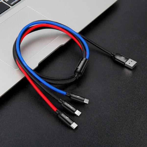 Baseus Primary | 3-i-1 USB til Lightning iPhone Micro Type-C 3,5A 120cm-kabel