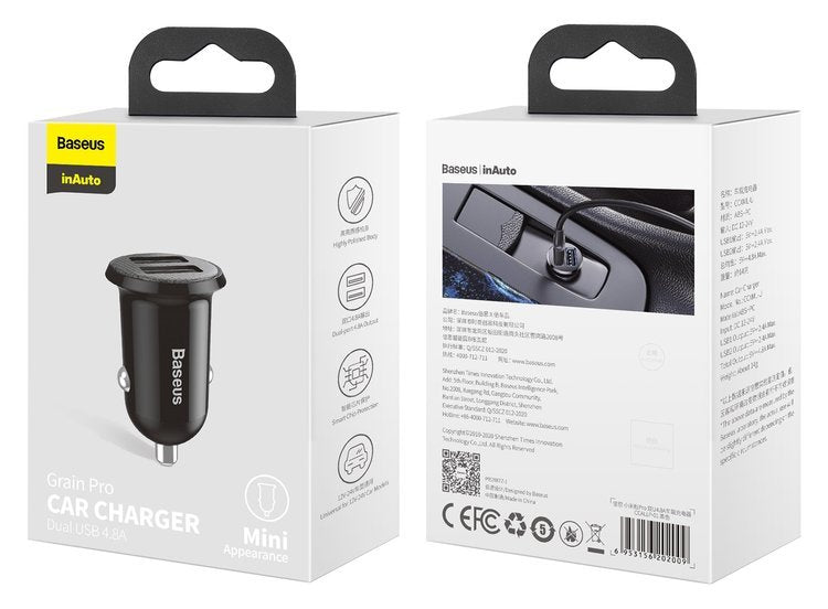 Baseus Grain Pro | Car charger 2x USB 4.8A 24W