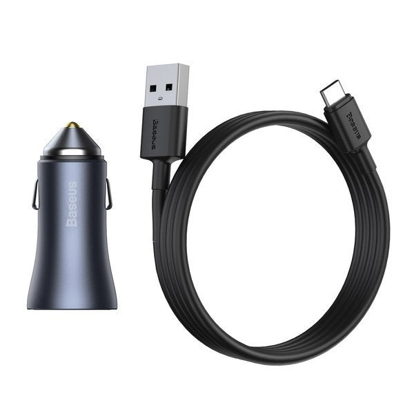 Baseus Golden Contactor Pro | Car charger USB USB-C 40W PD QC 4.0 Samsung AFC Huawei FCP + USB - USB-C cable