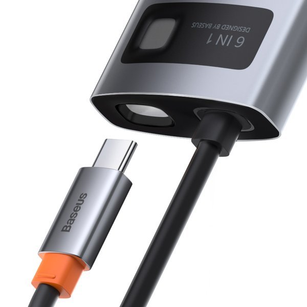 Baseus Metal Gleam Series 6-in-1 | USB-C - HDMI 4K 3x USB3.0 USB-C RJ45 PD 100W HUB adapter