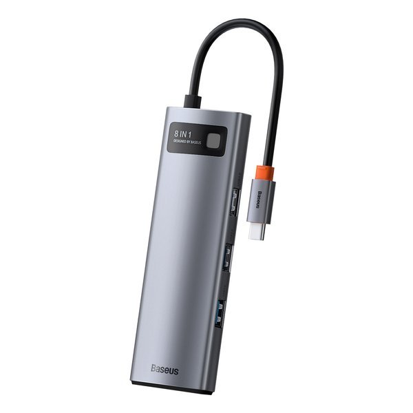 Baseus Metal Gleam Series 8-in-1 | USB-C - HDMI 4K 3x USB3.0 USB-C RJ45 SD TF PD 100W HUB adapter