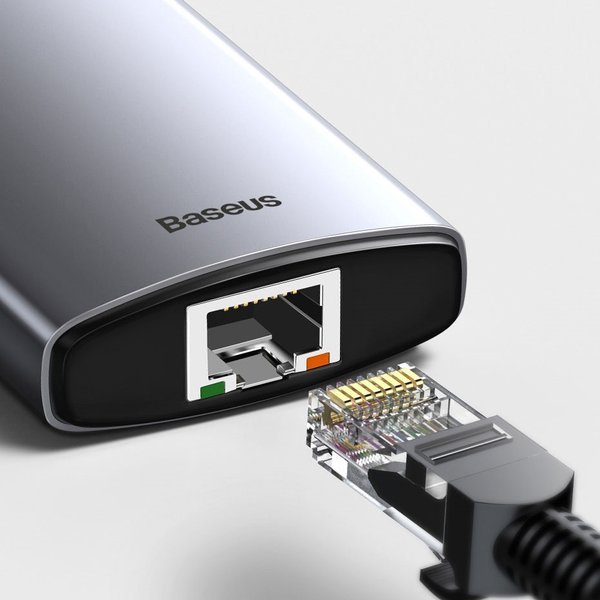 Baseus Metal Gleam Series 8-in-1 | USB-C - HDMI 4K 3x USB3.0 USB-C RJ45 SD TF PD 100W HUB adapter