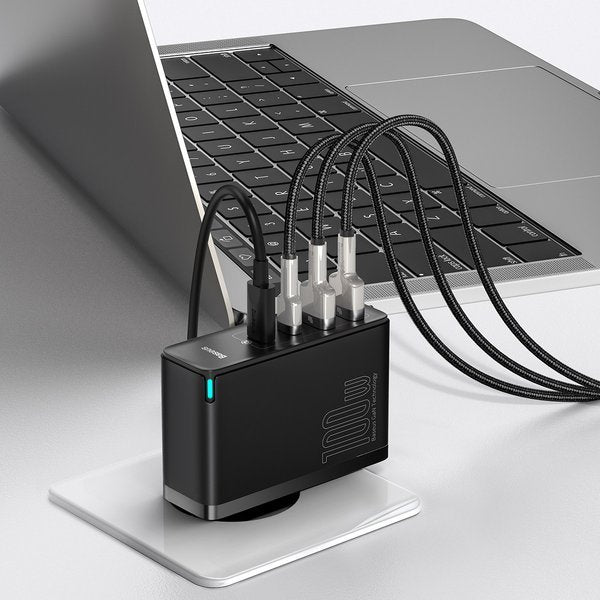 Baseus GaN2 Pro | Vegglader 4x USB USB-C QC 4.0 PD Huawei SCP Samsung AFC 100W + kabel