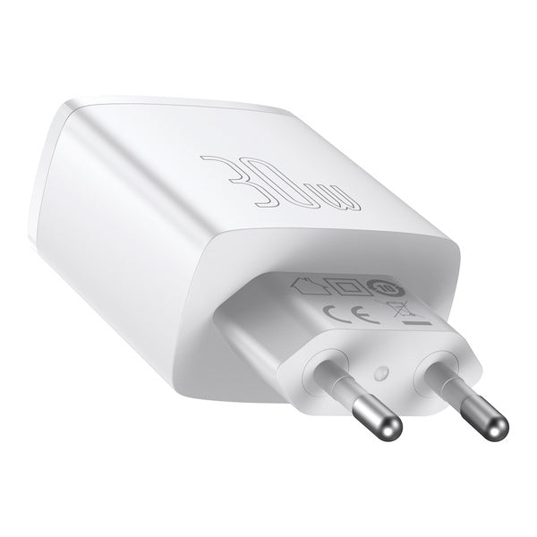 Baseus Compact 2U+C | Vegglader USB-C, 2x USB-A 30W PD QC3.0