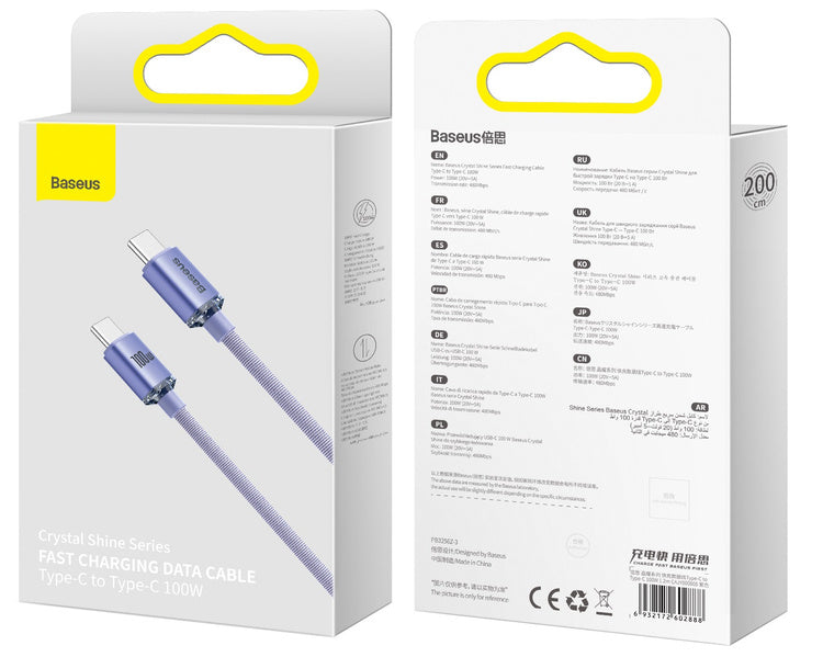 Baseus Crystal Shine | Kabel USB-C Type-C 100W Power Delivery Quick Charge 2m