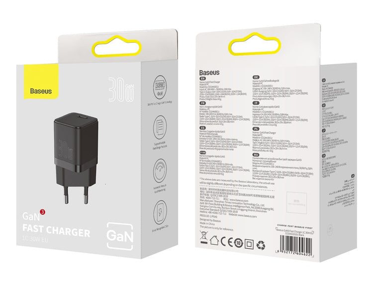 Baseus GAN3 1C | Vegglader med USB-C PD QC4.0 30W