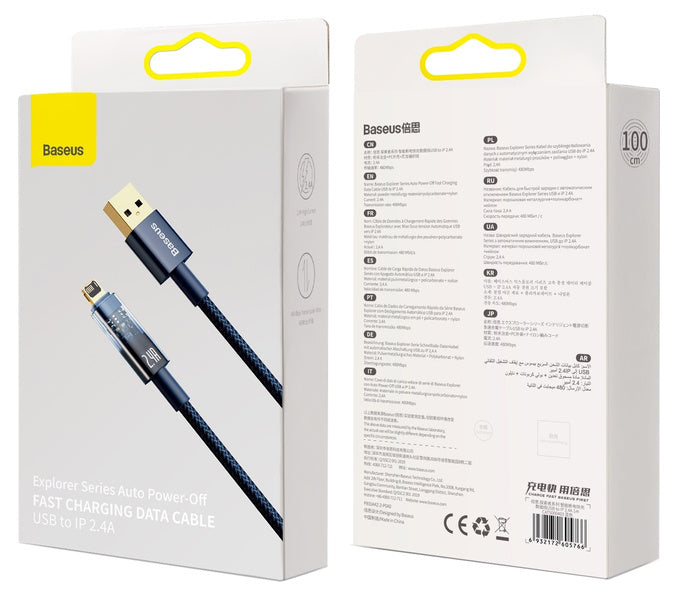 Baseus Explorer Series | USB Lightning-kabel for iPhone 5 6 7 8 X iPad 2.4A 1m