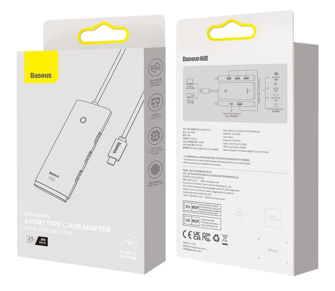 Baseus Lite Series 4-Port | USB-C-hubadapter - USB 3.0 *4 25cm
