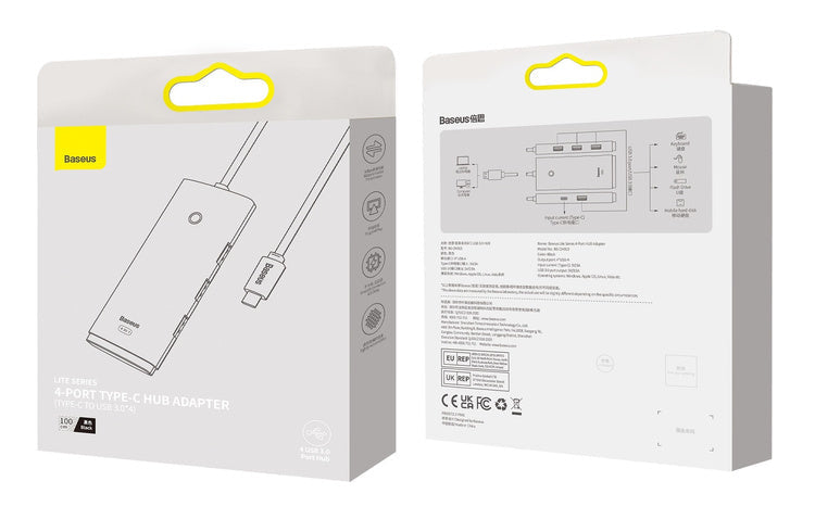 Baseus Lite Series 4-Port | USB-C-hubadapter - USB 3.0 *4 100cm