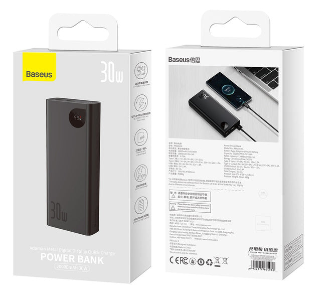 Baseus Adaman | Powerbank på 20000mAh med 3x USB USB-C QC 3.0 PD Samsung AFC 30W