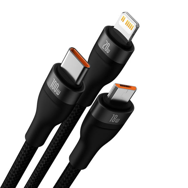 Baseus Flash Series 2 | USB-C / USB-A - USB-C, Lightning, Micro USB 1.2m 100W kabel