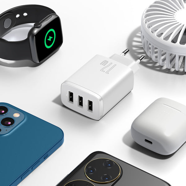 Baseus Compact | Vegglader med 3x USB-A 17W