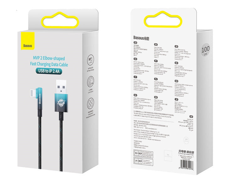 Baseus MVP 2 | Vinkelkabel USB-A - Lightning for iPhone iPad Airpods 2.4A 1m