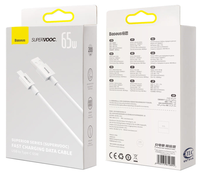 Baseus Superior Series | USB Type-C SUPERVOOC 65W kabel for Oppo Realme 2m