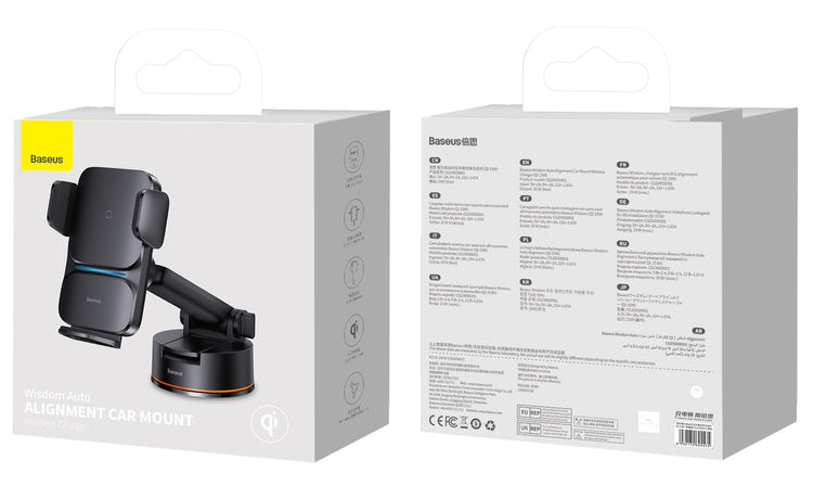 Baseus Wisdom Auto Alignment | Qi-ladende bilholder med 15W for frontrute og dashbord