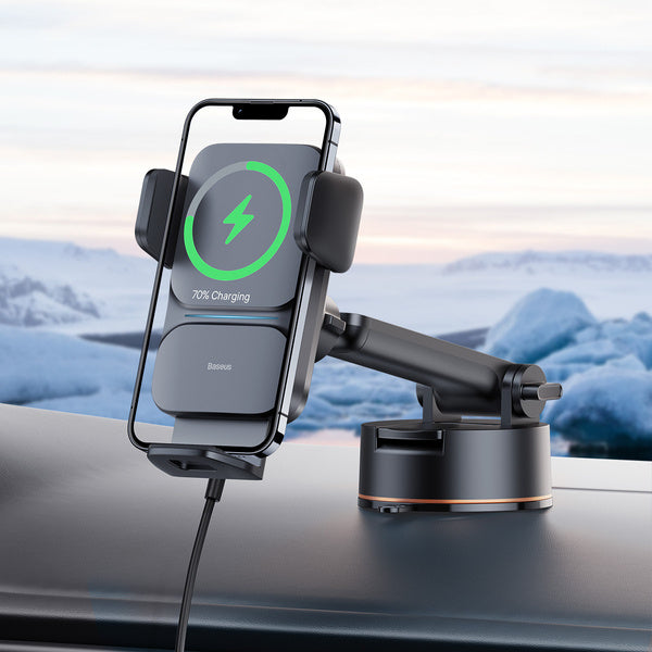 Baseus Wisdom Auto Alignment | Qi-ladende bilholder med 15W for frontrute og dashbord