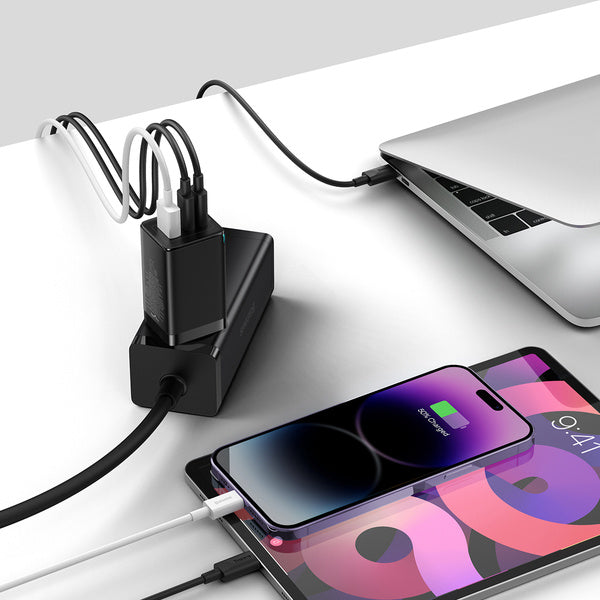 Baseus GaN5 Pro 2C+U | Vegladeger, strømforsyning 3x USB-A USB-C PD QC3.0 65W