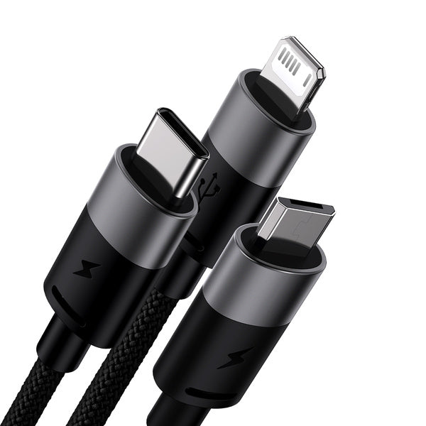 Baseus StarSpeed 1-for-3 | 3-i-1 USB-kabel - Micro Lightning USB-C 1.2m 3.5A