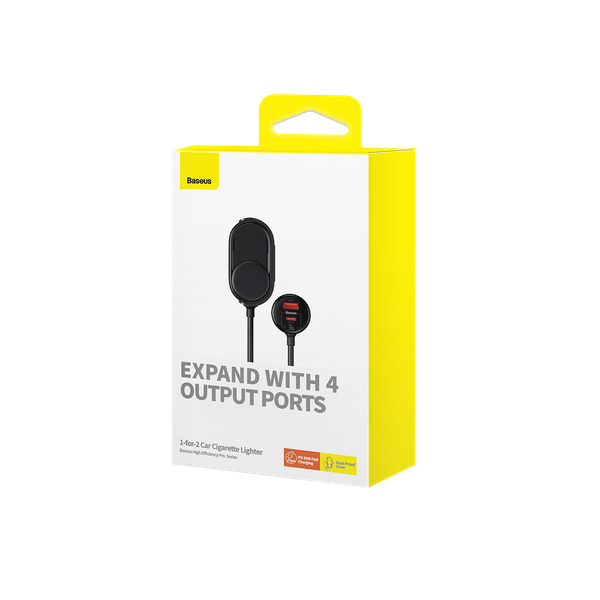 Baseus High Efficiency Pro | Bilkraftig lader, 30W USB-A USB-C + to sigarettenneruttak