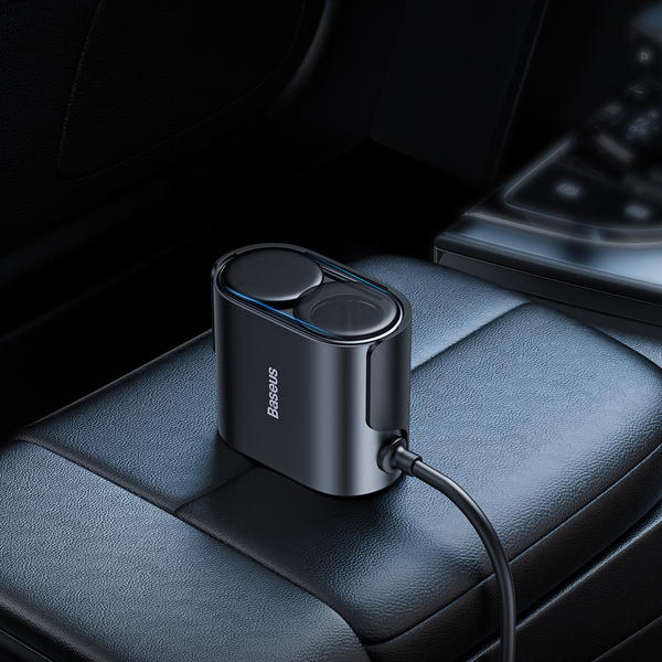Baseus High Efficiency Pro | Bilkraftig lader, 30W USB-A USB-C + to sigarettenneruttak