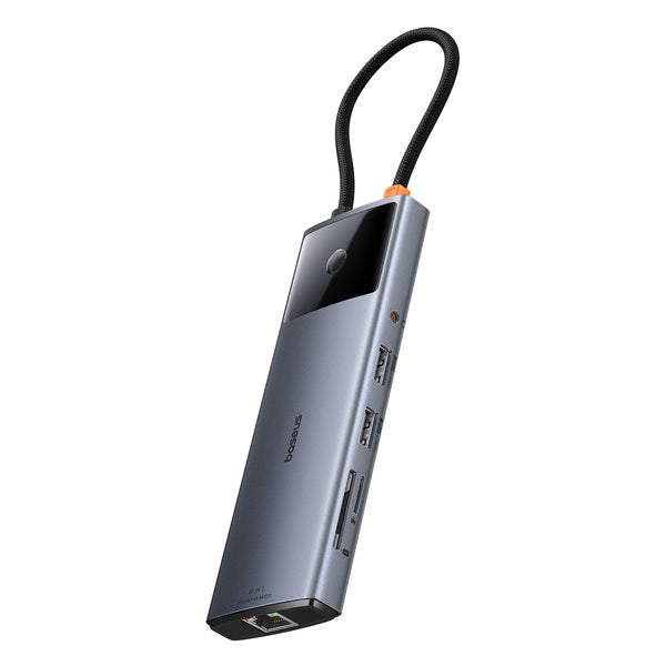 Baseus Metal Gleam II 10w1 | HUB-adapter, 10-i-1 USB-C til HDMI, RJ45, lyd, USB3.2, 2x USB2.0, SD/TF, USB-C 100W