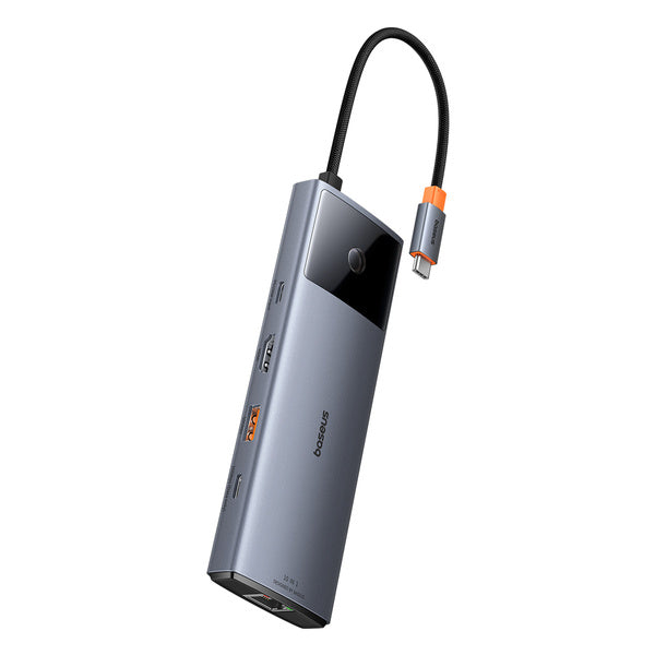 Baseus Metal Gleam II 10w1 | HUB-adapter, 10-i-1 USB-C til HDMI, RJ45, lyd, USB3.2, 2x USB2.0, SD/TF, USB-C 100W