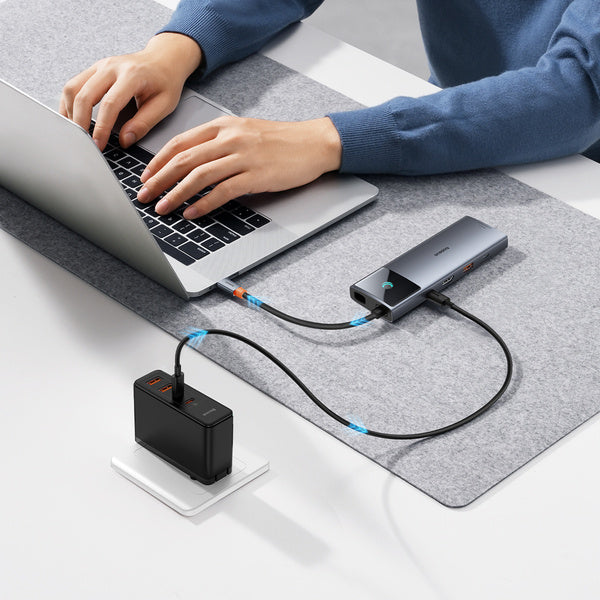 Baseus Metal Gleam II 10w1 | HUB-adapter, 10-i-1 USB-C til HDMI, RJ45, lyd, USB3.2, 2x USB2.0, SD/TF, USB-C 100W
