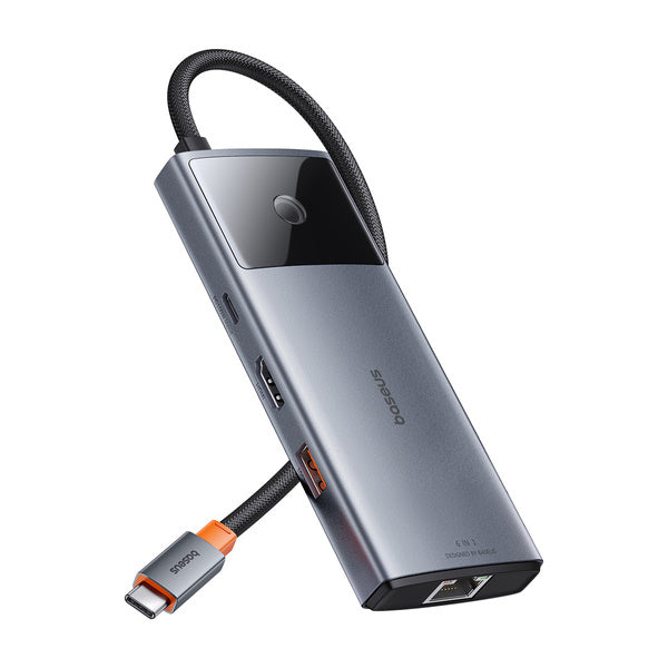 Baseus Metal Gleam II 6w1 | HUB-adapter, 6-i-1 USB-C til HDMI, RJ45, USB3.2, USB-C 100W