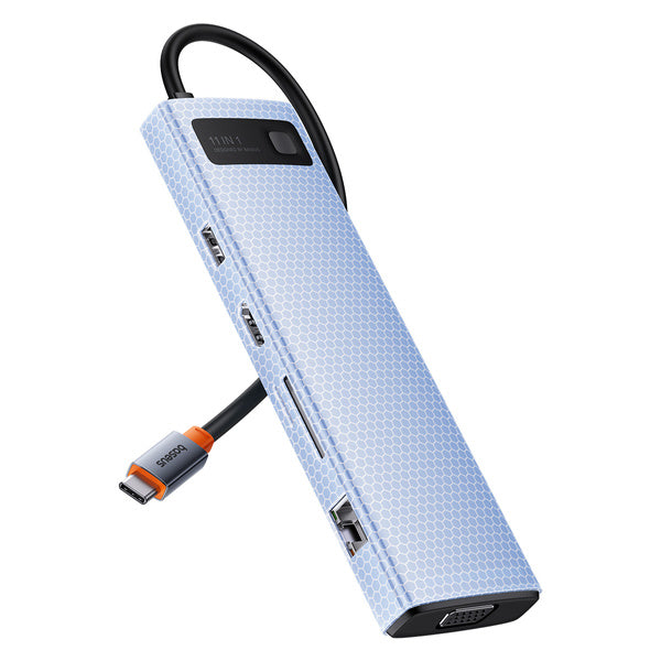 Baseus Metal Gleam 11w1 | HUB-adapter 11-i-1 USB-C til HDMI, VGA, RJ45, 3x USB 3.0, USB 2.0, SD/TF, USB-C 100W PD, 3.5mm lyd
