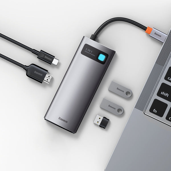 Baseus Metal Gleam-serien | Adapter HUB USB-C - HDMI 4K 3x USB 3.0 USB-C PD 100W