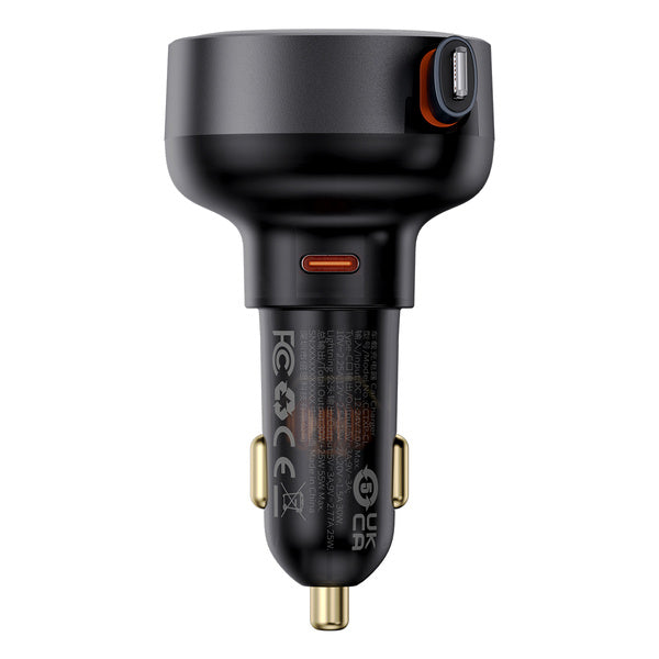 Baseus Enjoyment Retractable Pro | Bilkabel lader med Lightning-kabel og Type-C-port QC PD AFC 55W