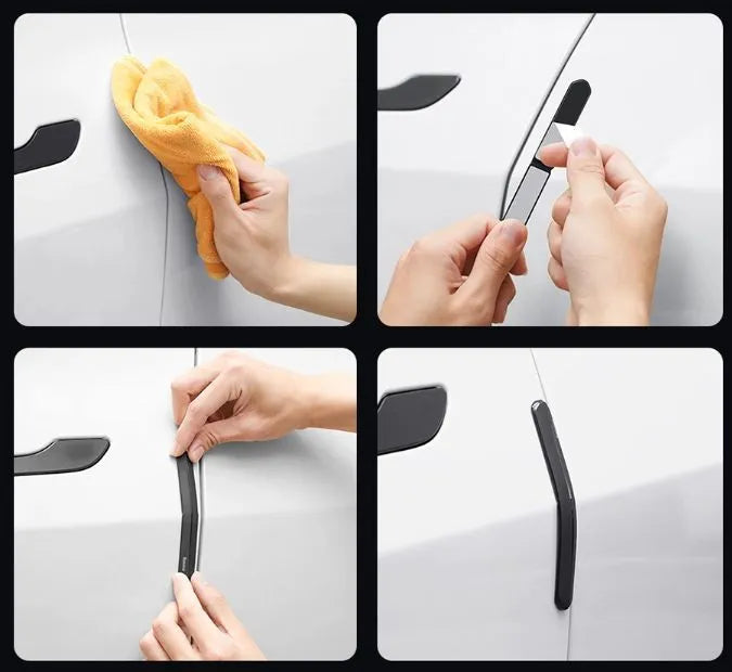 Dörrkantsskydd + sidospegel Tesla Model S / 3 / X / Y │ Antikollisionslister T-Space Bumper Guard Kit Svart - set om 6 st.