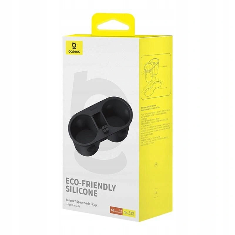 Kopphållarinsats Tesla Model 3 2020 - 2023 / Tesla Model Y 2020 -> │ Svart Baseus T-Space Series Cup Holder för Tesla Twilight Black