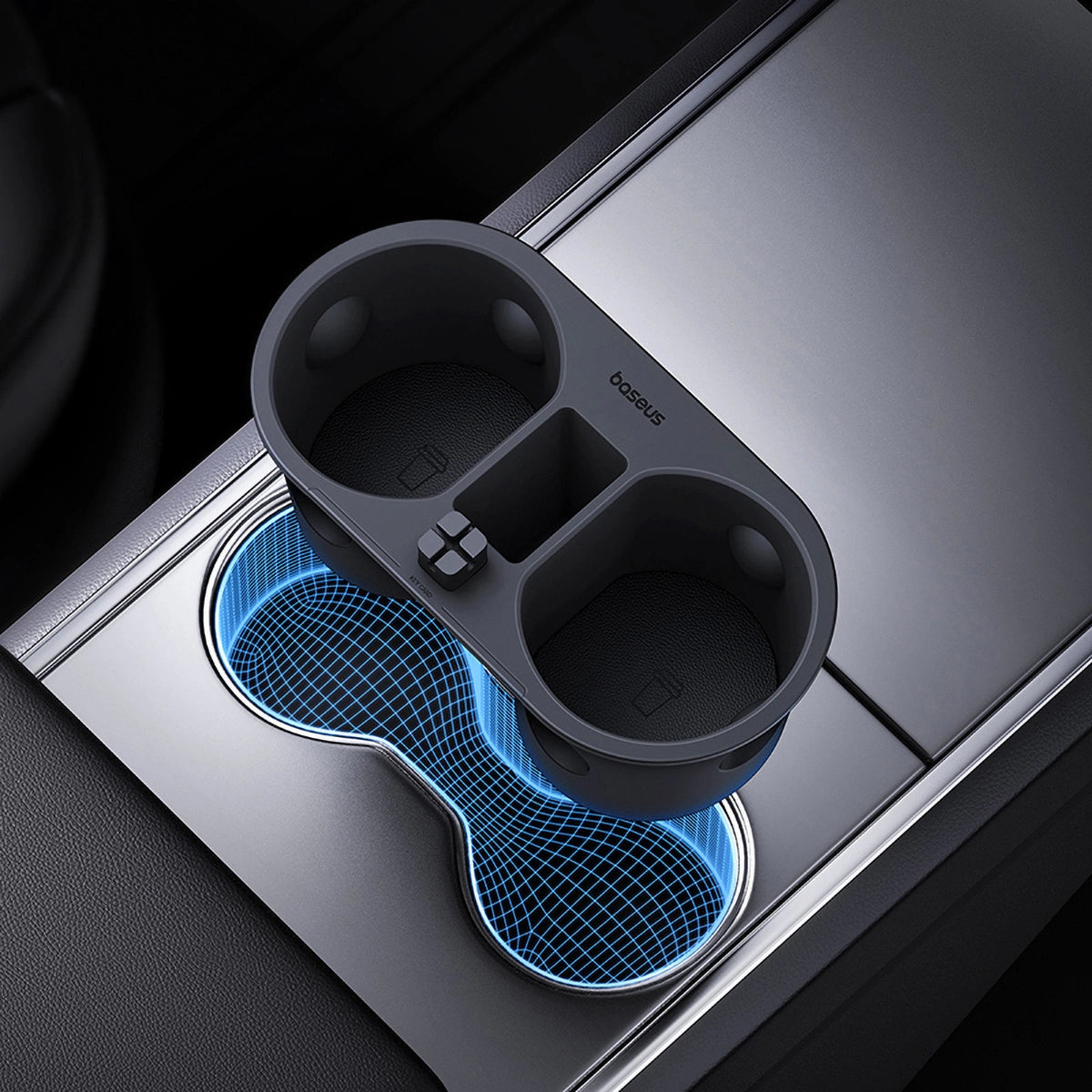 Kopphållarinsats Tesla Model 3 2020 - 2023 / Tesla Model Y 2020 -> │ Grå Baseus T-Space Series Cup Holder för Tesla Twilight Grey