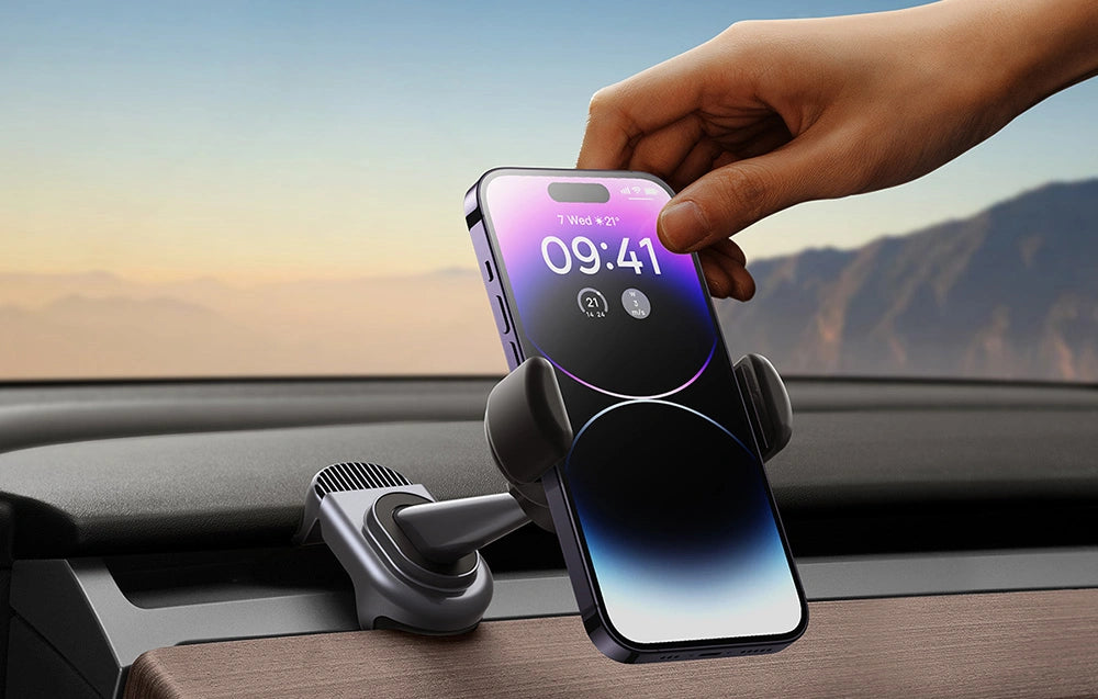 Mobilhållare Tesla Model 3 / Y - elektrisk solcellsdriven laddning │ Baseus T-Space Solar Electric Car Mount Black Edition