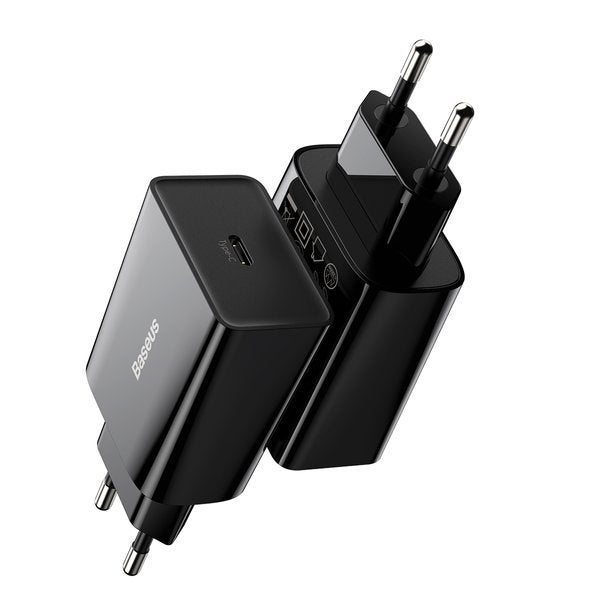 Baseus Speed Min White | Vegglader USB-C 20W Power Delivery QC 3.0 Svart