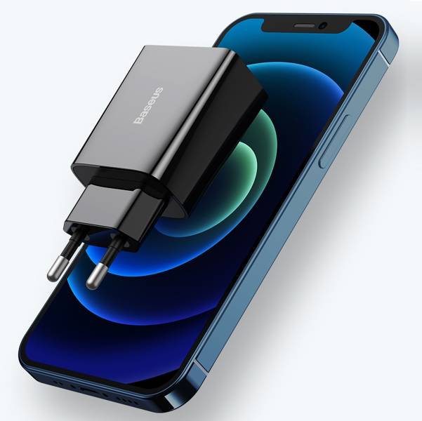 Baseus Speed Min White | Vegglader USB-C 20W Power Delivery QC 3.0 Svart