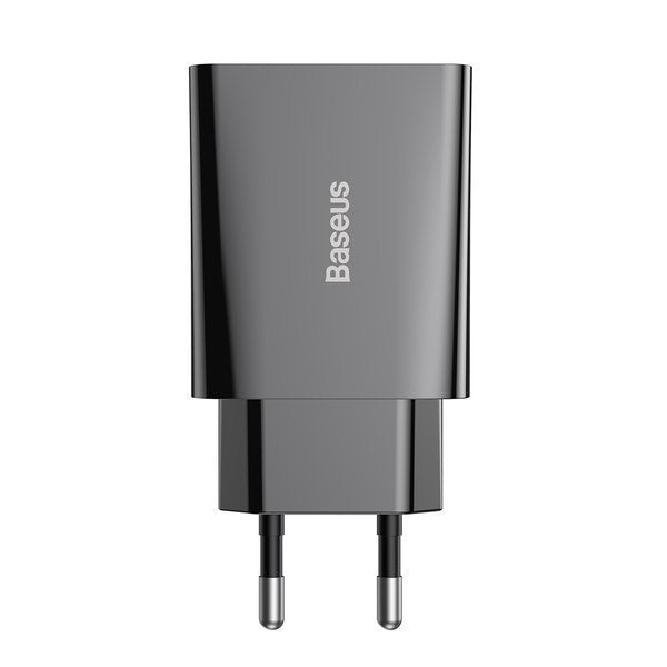 Baseus Speed Min White | Vegglader USB-C 20W Power Delivery QC 3.0 Svart