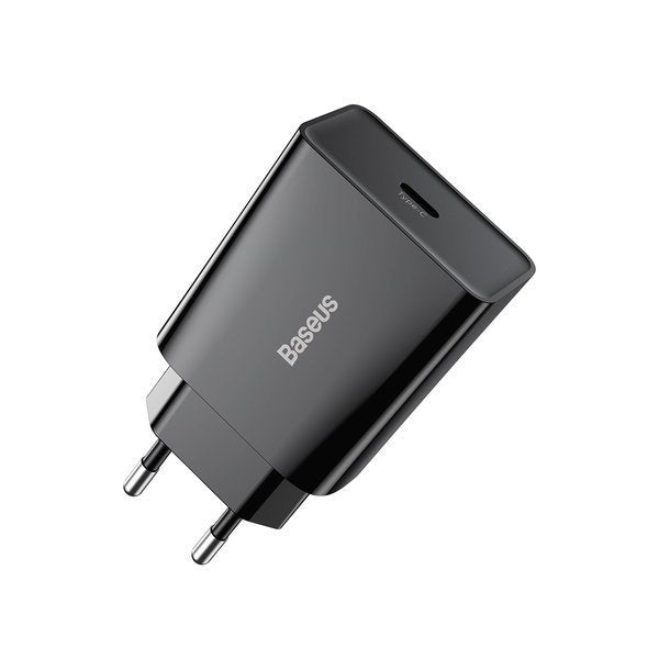 Baseus Speed Min White | Vegglader USB-C 20W Power Delivery QC 3.0 Svart